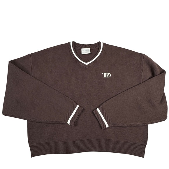 Taylor Swift Sweaters - Taylor Swift The Tortured Poets Department TTPD Brown V-Neck Sweater Large
